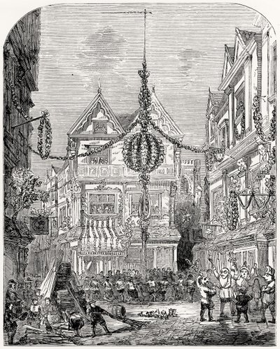 Glede over restaureringen av Charles II (1630-85) mai 1660 av English School